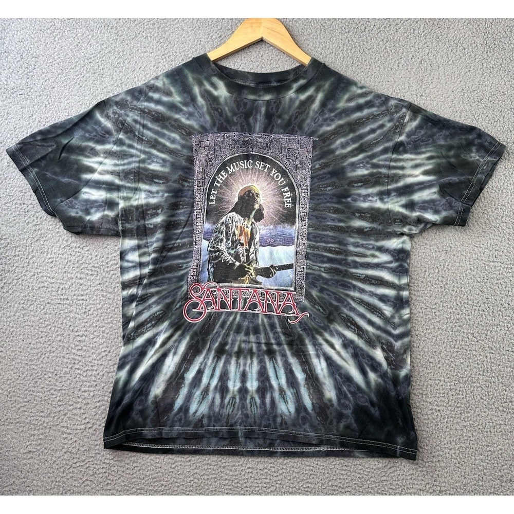 VTG Carlos Santana Band T Shirt Adult XL Tie Dye Double Sided 1998 Let The Music